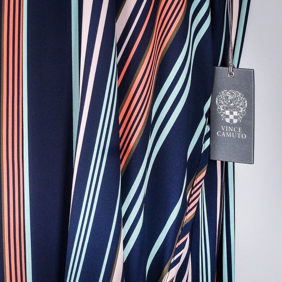 NWT Vince Camuto Mood Indigo Stripe  Sleeveless Handkerchief Dress - L - Picture 6 of 8